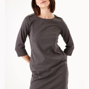Garcia Textured 3/4 sleeve Midi Dress black and Gray women size M